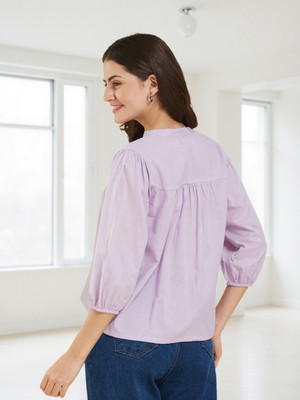 Beau Dell Women Embroidered Casual Purple Shirt