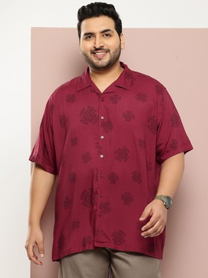 Sztori Men Printed Casual Maroon Shirt