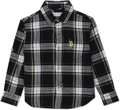 U.S. POLO ASSN. Baby Boys Checkered Casual Black Shirt