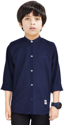 Paper Crane Boys Solid Casual Dark Blue Shirt