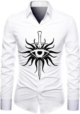 AviraEnterprise Men Printed Casual White Shirt