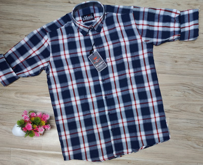 Marc Laurent Men Checkered Casual Blue, White Shirt