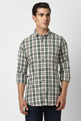 VAN HEUSEN Men Checkered Casual Dark Green, Black, White Shirt