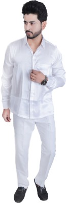 DRESSED UP DIVAS Men Solid Party White Shirt