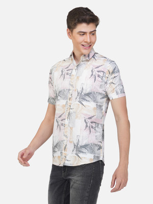 Unistreet Men Printed Casual Pink Shirt