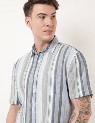 MARKS & SPENCER Men Striped Casual White Shirt