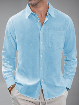 Apektra Men Solid Casual Light Blue Shirt