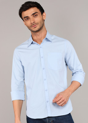 WROGN Men Solid Casual Light Blue Shirt