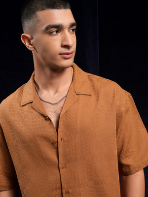 HIGHLANDER Men Solid Casual Brown Shirt