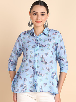 PinkTribe Women Dyed/Ombre Casual Blue Shirt