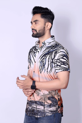 COOL BOY Men Printed Casual Green Shirt