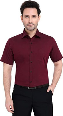 EMTY FASHION Men Solid Formal Maroon Shirt