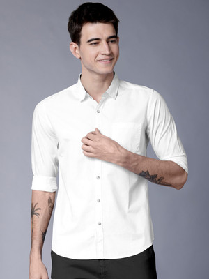 SOLSTICE Men Solid Casual White Shirt