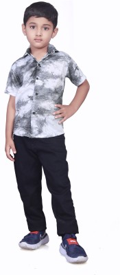 GUNJA FASHION Boys Printed Casual Black Shirt