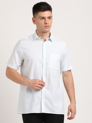 TURTLE Men Printed Formal Light Blue Shirt