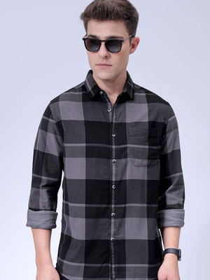 The Indian Garage Co. Men Checkered Casual Grey Shirt