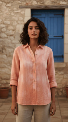 Lacely Women Printed Casual Pink Shirt