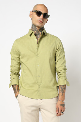 Blue Buddha Men Self Design Casual Green Shirt