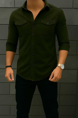 vesloo willow Men Solid Casual Black Shirt