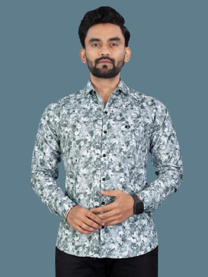 ALVIN ENTERPRISE Men Printed Formal Grey Shirt