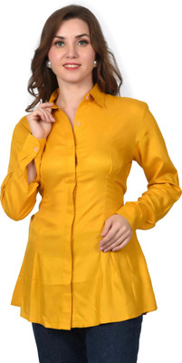 Edyssa Women Solid Casual Yellow Shirt
