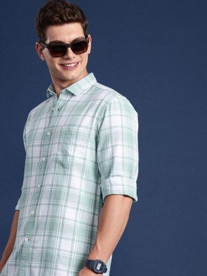 Surhi Men Checkered Casual Light Green Shirt