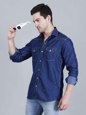 Codaisy Men Solid Casual Blue Shirt