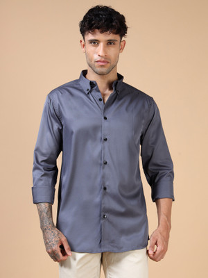 GORYLA Men Solid Formal Grey Shirt