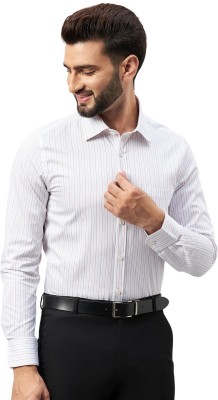 LOUIS STITCH Men Striped Formal White Shirt