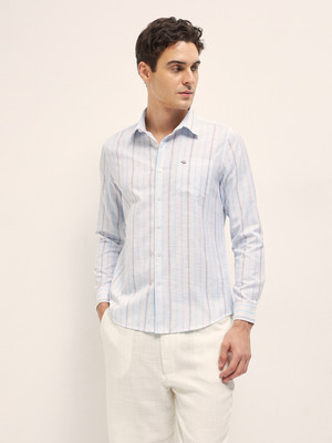 THE BEAR HOUSE Men Striped Casual Blue Shirt