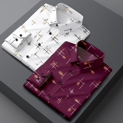 SHUBHFLAX Men Printed Casual Multicolor Shirt(Pack of 2)