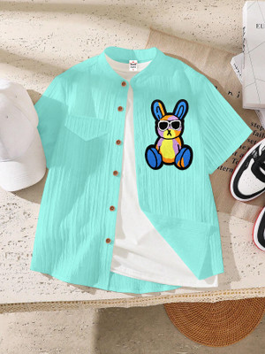 Solersun Boys Self Design Casual Light Green Shirt