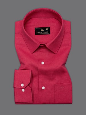 french crown Men Solid Formal Red Shirt