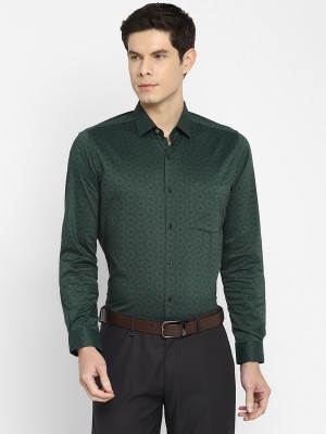 TURTLE Men Printed Formal Dark Green Shirt