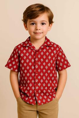 Janmangal Creation Boys Striped Casual Red Shirt