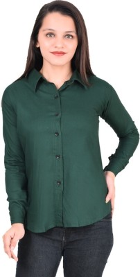 Kid's Yuga Girls Solid Casual Dark Green Shirt