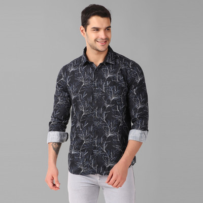 WOLF & CO. Men Printed Casual Blue Shirt
