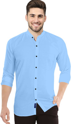 VTEXX Men Solid Casual Light Blue Shirt