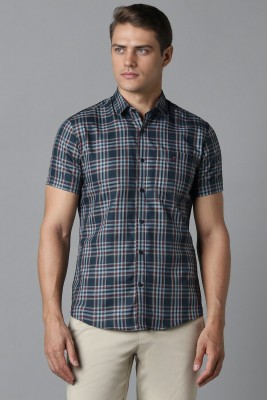 LOUIS PHILIPPE Men Checkered Casual Dark Blue Shirt