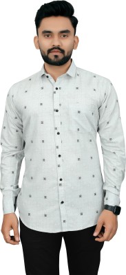 Shs store Men Printed Casual Grey Shirt