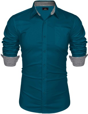 Webric Men Solid Casual Blue Shirt