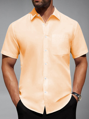 Vida Loca Men Solid Casual Orange Shirt