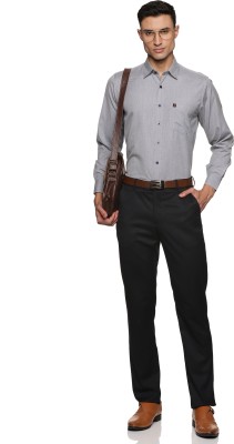 Harnod Men Self Design Formal Grey Shirt