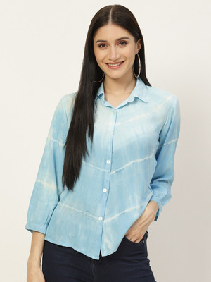 METRONAUT Women Dyed/Ombre Casual Blue Shirt