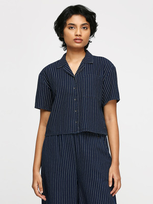 Pepe Jeans Women Striped Casual Blue Shirt