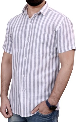 Auzaai Collections Men Striped Casual Grey Shirt