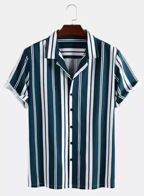 FUBAR Men Printed Casual White, Blue Shirt