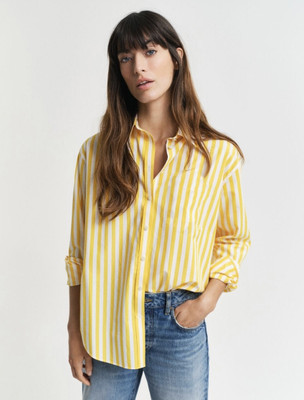Femibazaar Women Striped Casual Yellow Shirt