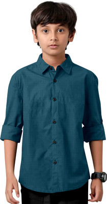 REAL WAY Boys Solid Casual Blue Shirt