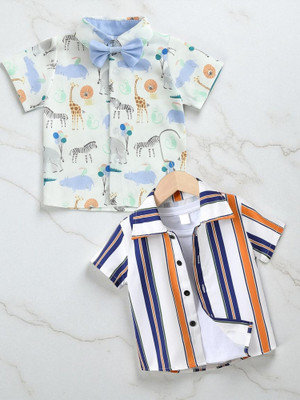 RAVYA TRENDZ Boys Printed, Striped Casual Multicolor Shirt
